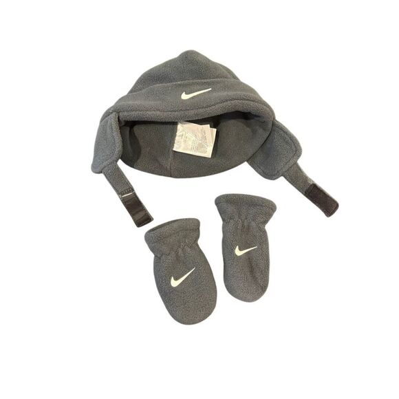 Nike fleece hat & mittens set boys NWOT NEW black - Picture 2 of 3